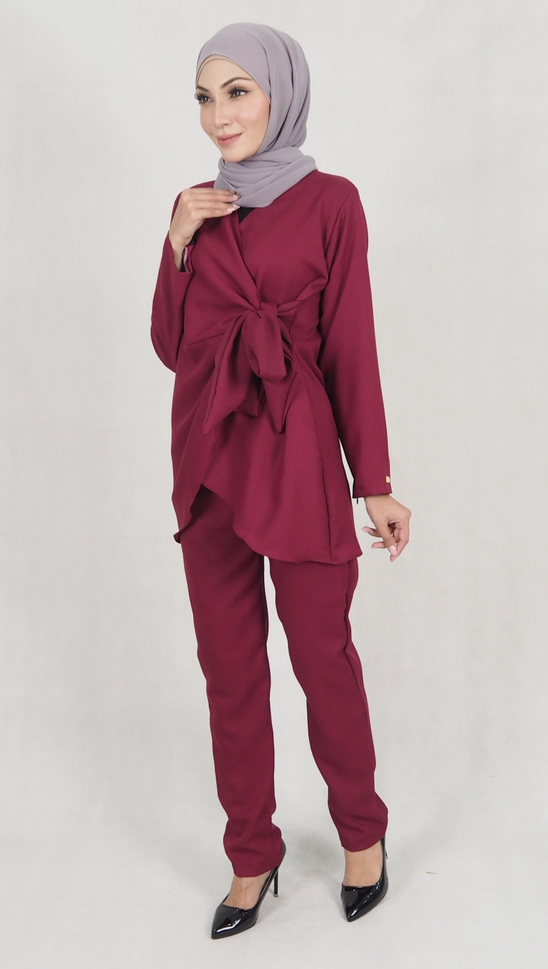 SW5159 Top & Pant Set (Plus Size) Maroon
