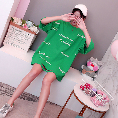 ZL768 Trendy Oversize Top Green