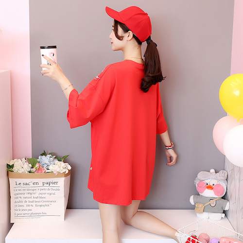 ZL768 Trendy Oversize Top Red