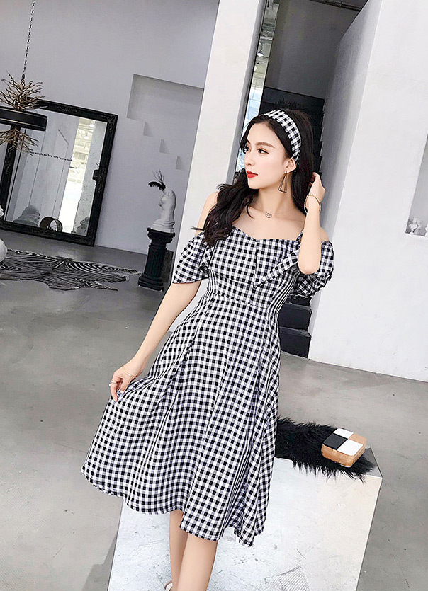 FF-159 Lovely Off Shoulder Dress Black