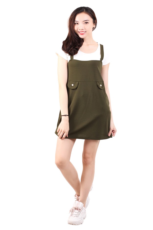 QA-530 Women Casual Dress Army Green