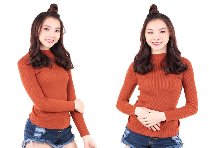 QA-533 HIGHNECK KNITTED TOP BROWN