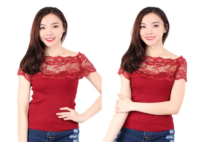 QA-535 COLD SHOULDER LACES TOP RED