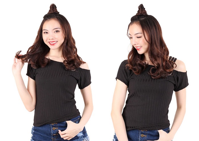 QA-536 CASUAL KNITTED TOP BLACK