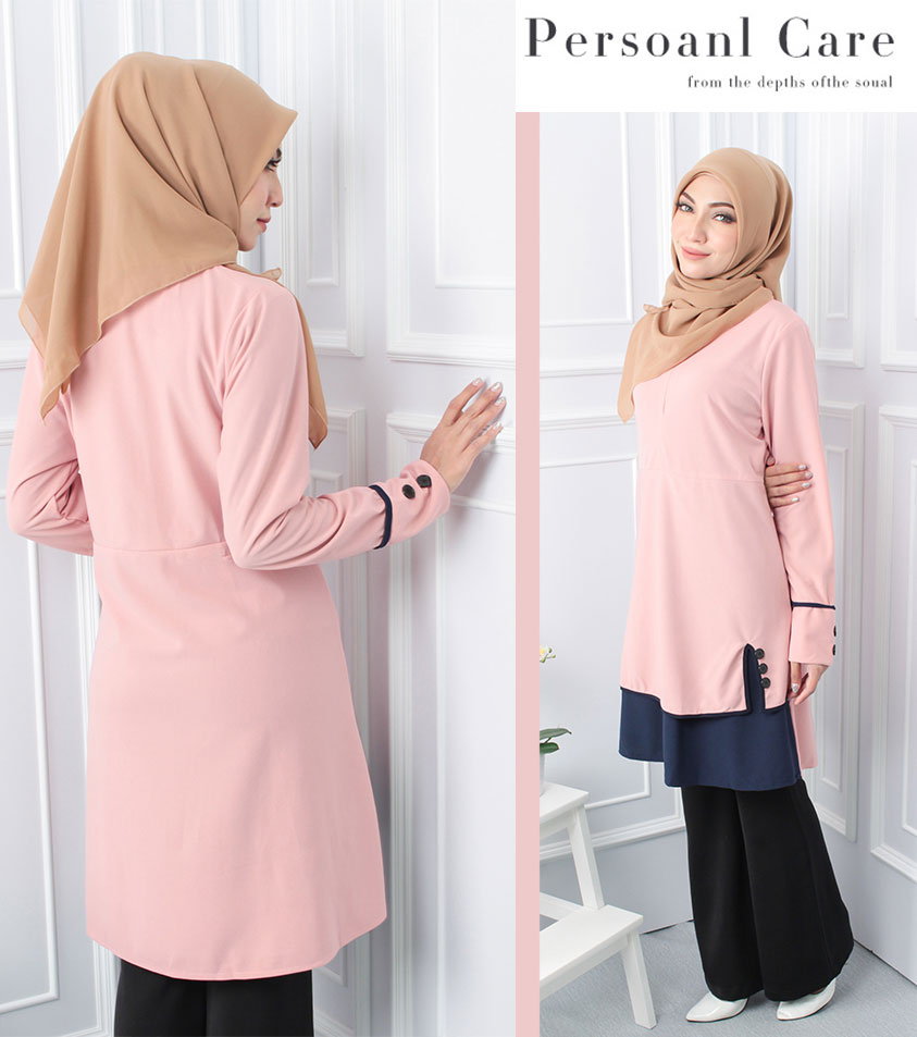 QA-545 MUSLIMAH TUNIC TOP LIGHT PINK