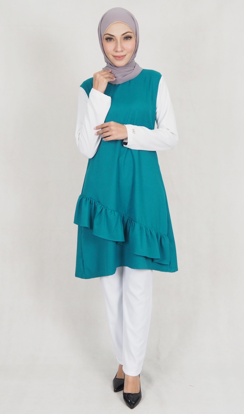 SW5175 Fashion Blouse & Pant Set Dark Green