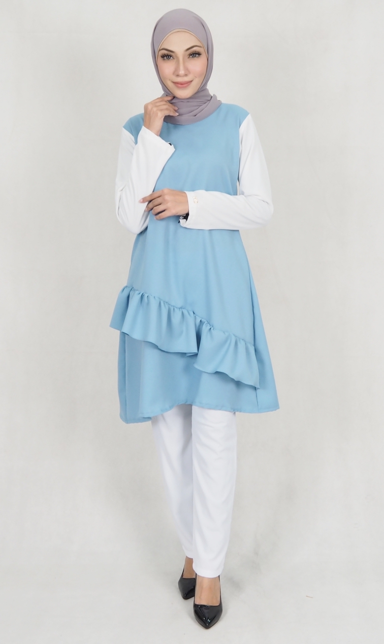 SW5175 Fashion Blouse & Pant Set Light Blue