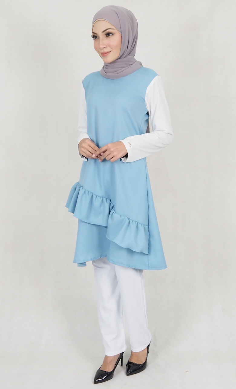 SW5175 Fashion Blouse & Pant Set Light Blue