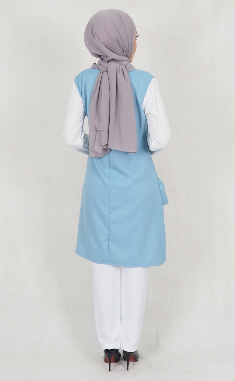 SW5175 Fashion Blouse & Pant Set Light Blue
