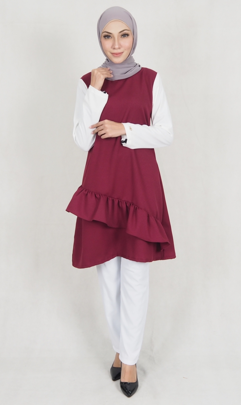 SW5175 Fashion Blouse & Pant Set Maroon