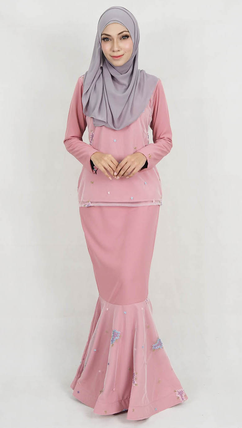 SW5177 Fashion Baju Kurung (Plus Size) Dusty Pink