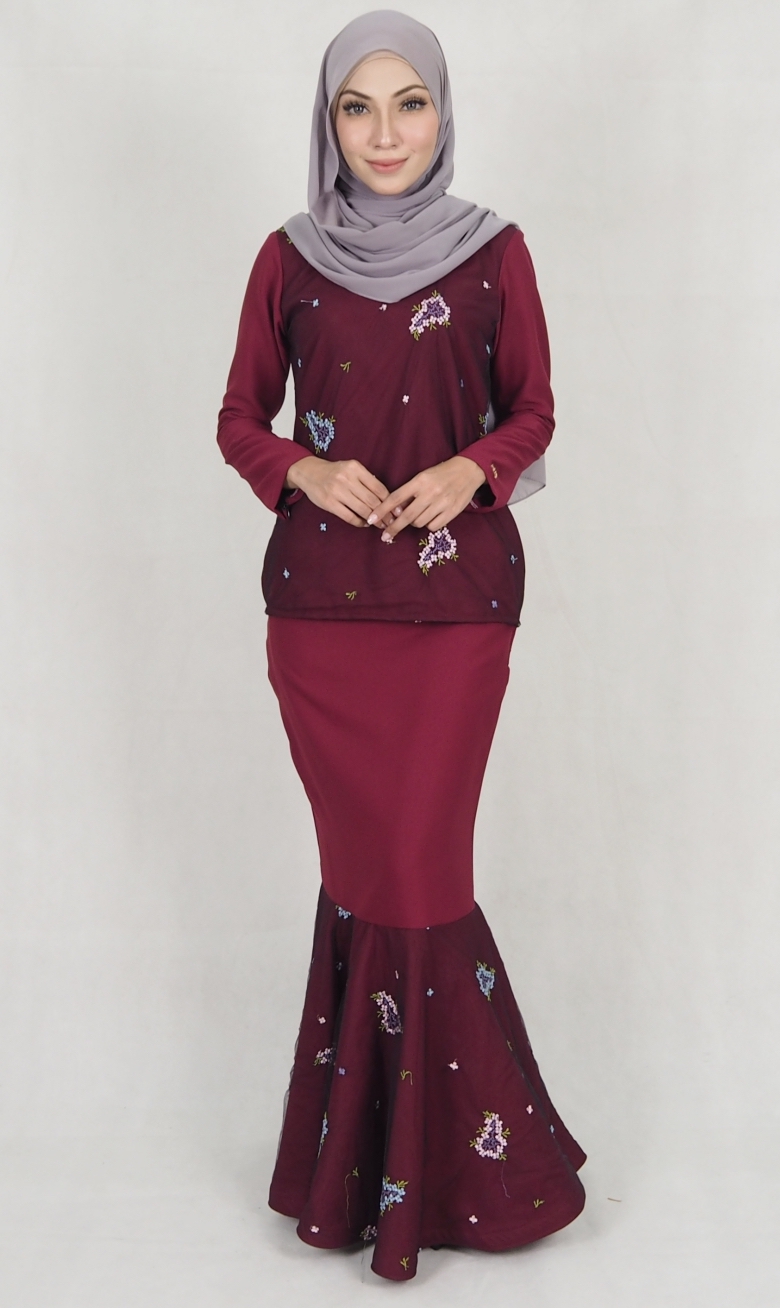 SW5177 Fashion Baju Kurung (Plus Size) Maroon
