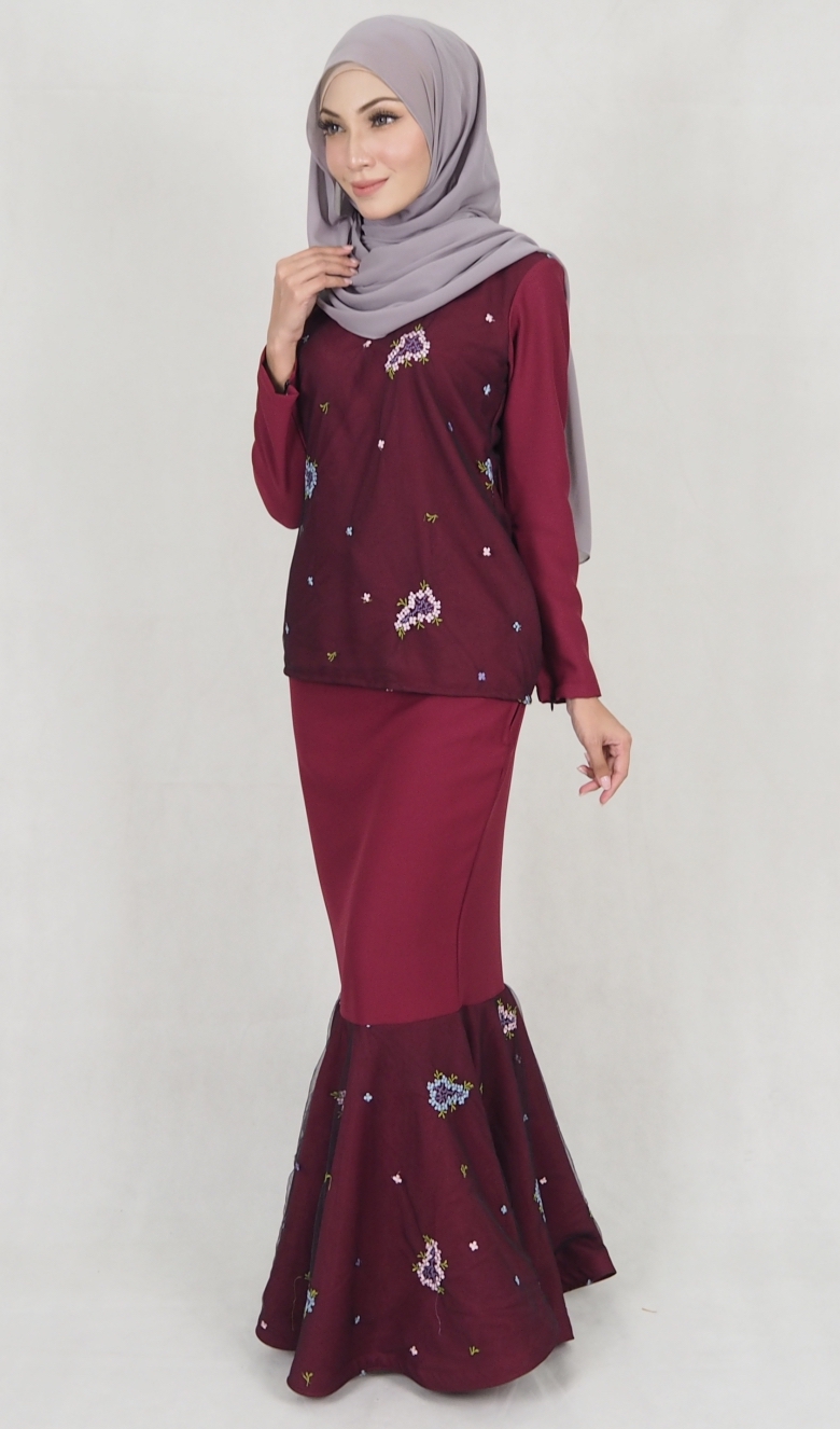 SW5177 Fashion Baju Kurung (Plus Size) Maroon