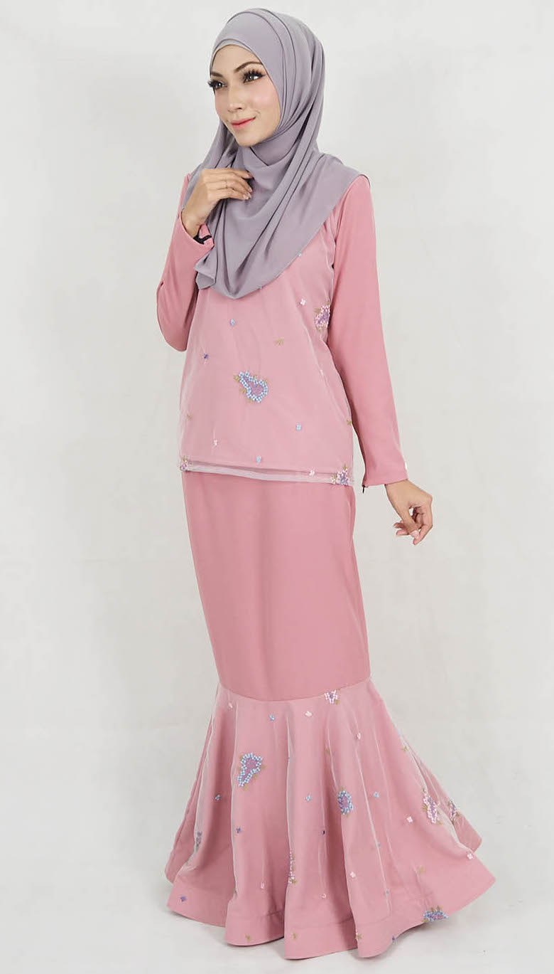 SW5178 Fashion Baju Kurung (Plus Size) Dusty Pink