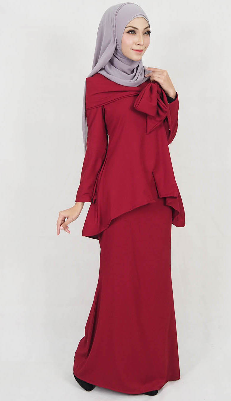 SW5181 Fashion Baju Kurung (Plus Size) Maroon