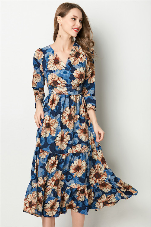 ZL773 Floral Dress Blue