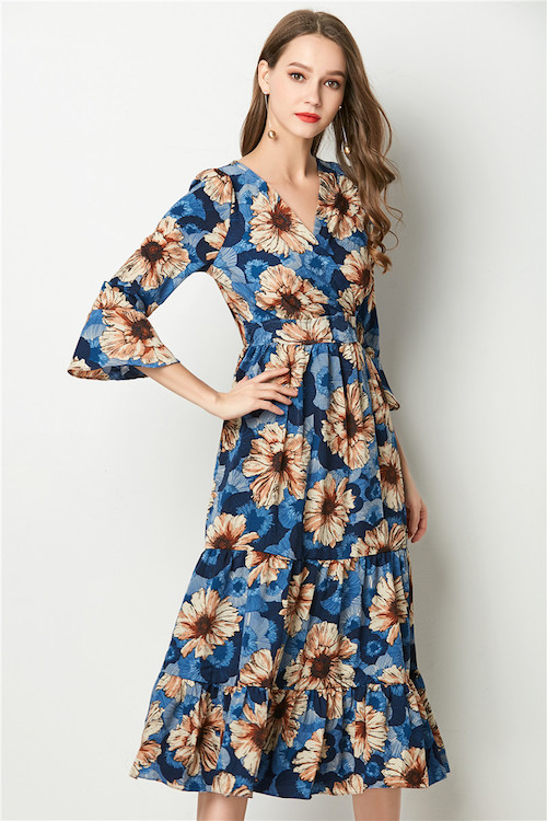 ZL773 Floral Dress Blue