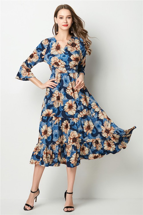 ZL773 Floral Dress Blue