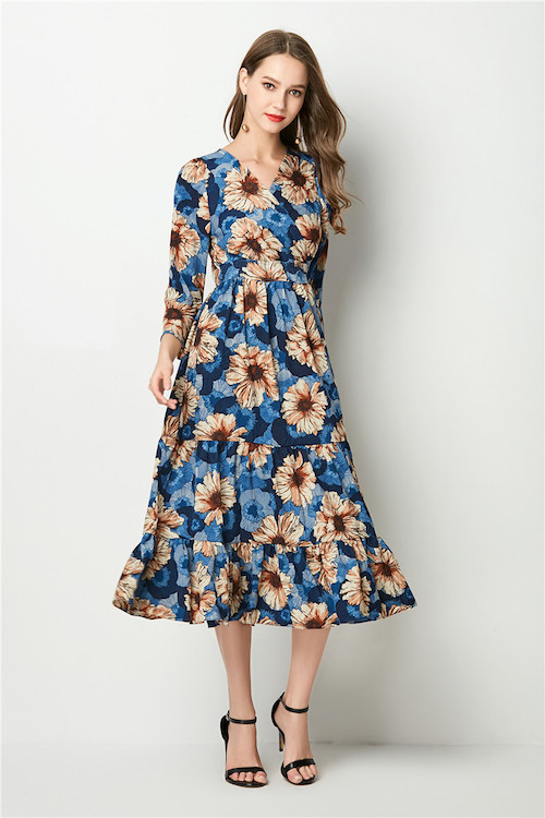 ZL773 Floral Dress Blue