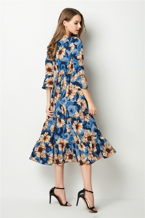 ZL773 Floral Dress Blue