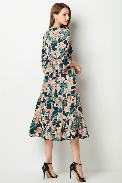 ZL773 Floral Dress Green