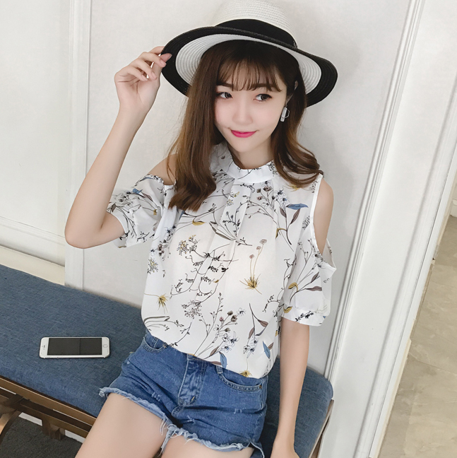 ZL785 Floral Blouse White