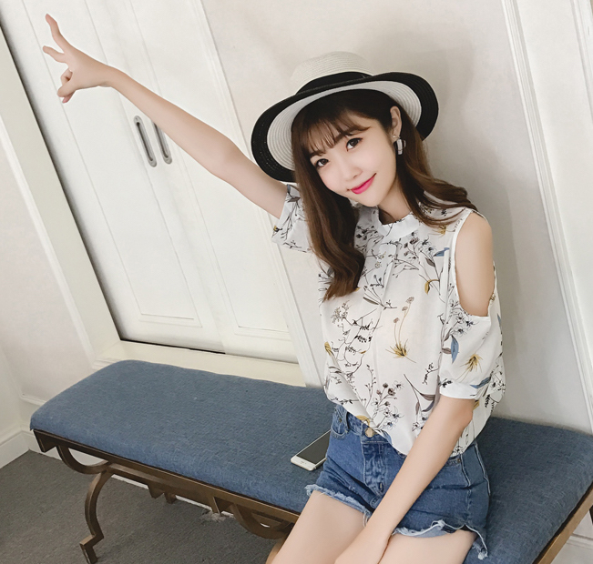 ZL785 Floral Blouse White