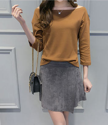 ZL786 Casual Top Coffee