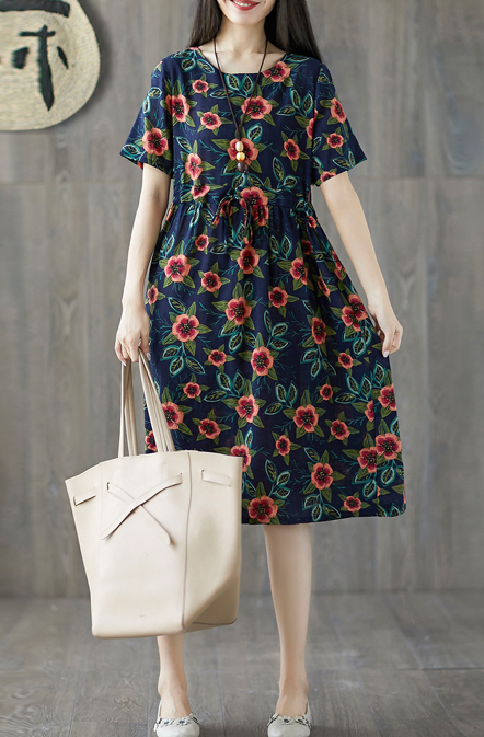 ZL801 Floral Dress Blue