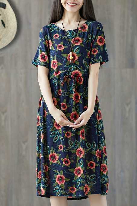 ZL801 Floral Dress Blue