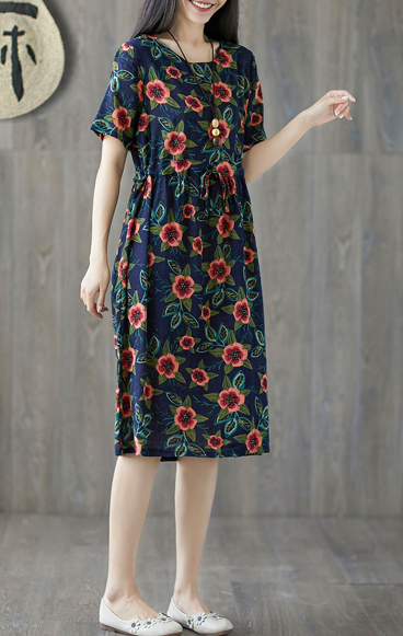 ZL801 Floral Dress Blue
