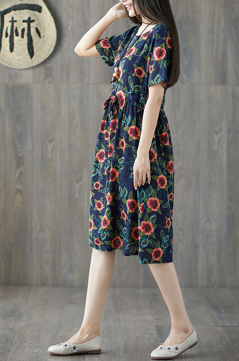 ZL801 Floral Dress Blue