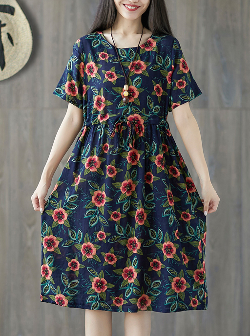ZL801 Floral Dress Blue