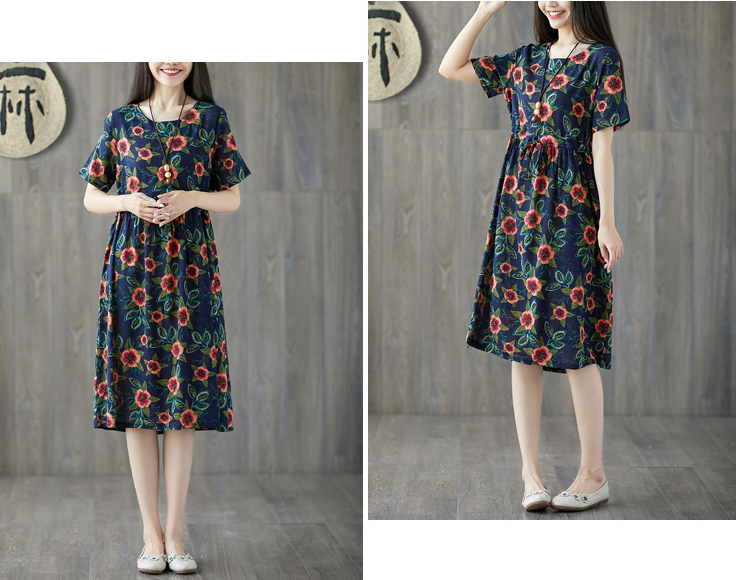 ZL801 Floral Dress Blue