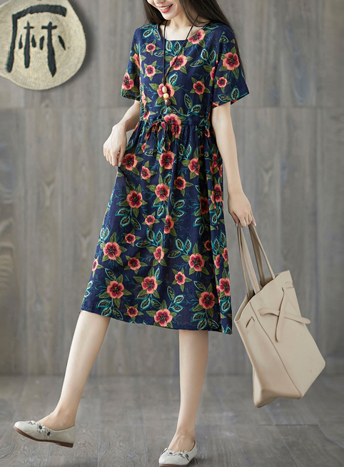 ZL801 Floral Dress Blue