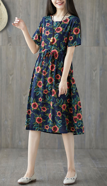 ZL801 Floral Dress Blue