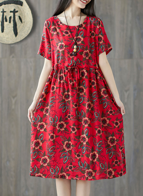 ZL801 Floral Dress Red