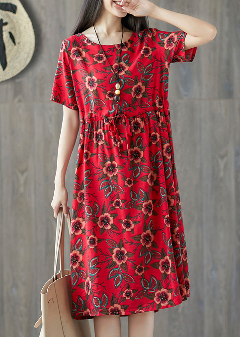 ZL801 Floral Dress Red