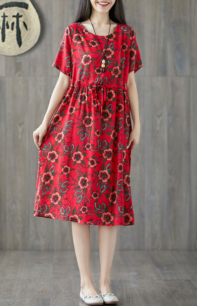 ZL801 Floral Dress Red