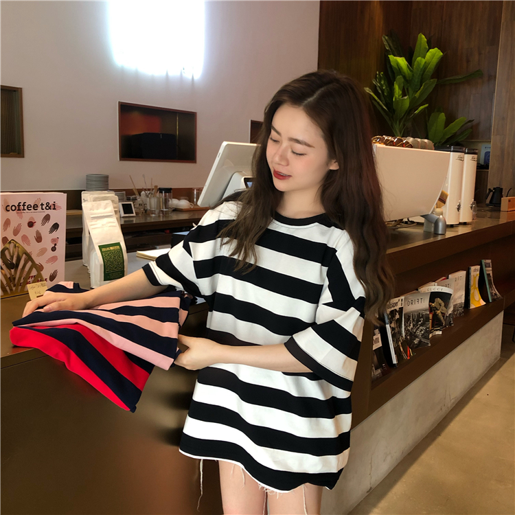 FF-184 Casual Korea Stripe Top Black