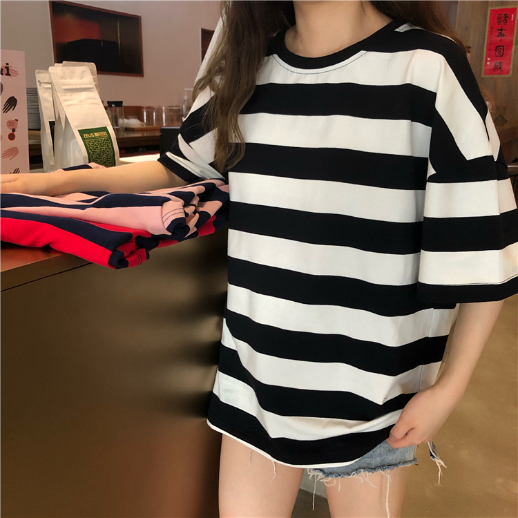 FF-184 Casual Korea Stripe Top Black