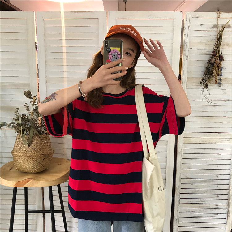 FF-184 Casual Korea Stripe Top Red
