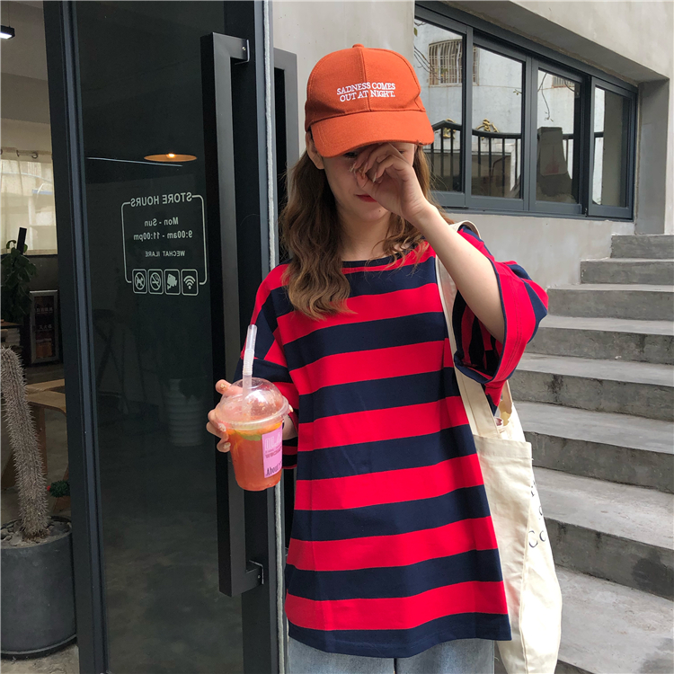 FF-184 Casual Korea Stripe Top Red