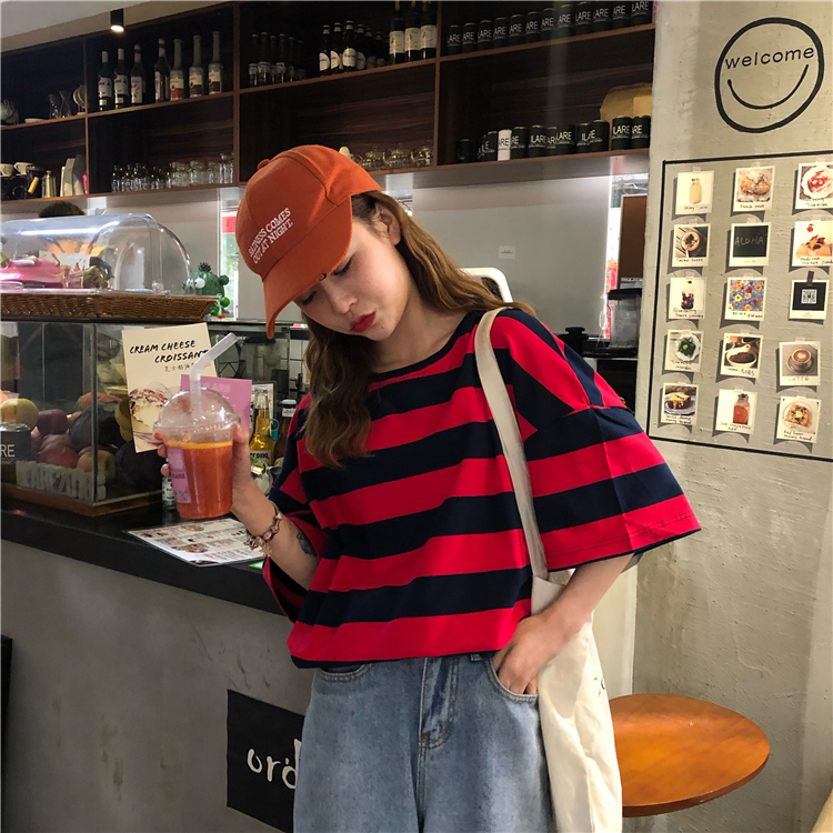 FF-184 Casual Korea Stripe Top Red