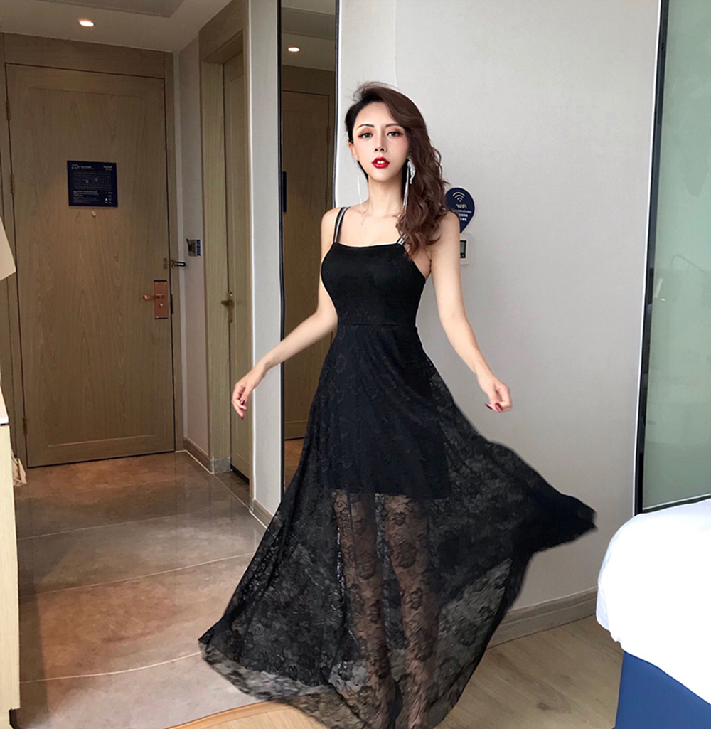 FF-187 Trendy Lace Dress Black