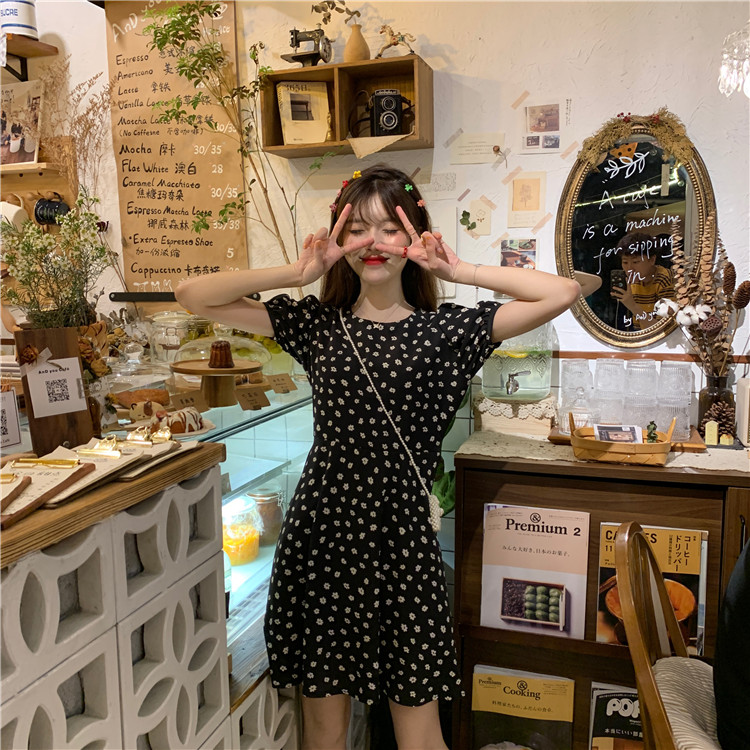 FF-204 Sweet Floral Dress Black