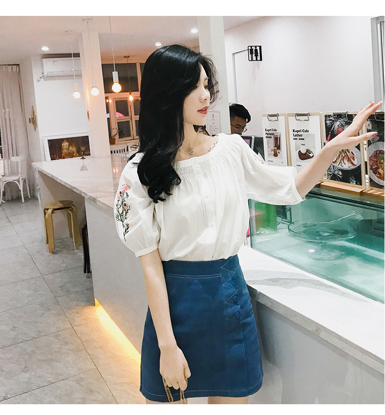 FF-207 Lovely Embroidery Top White