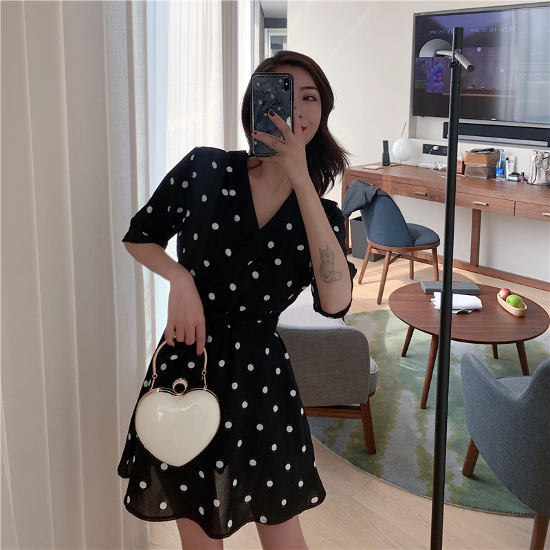 FF-211 Sweet Polka Dot Dress Black