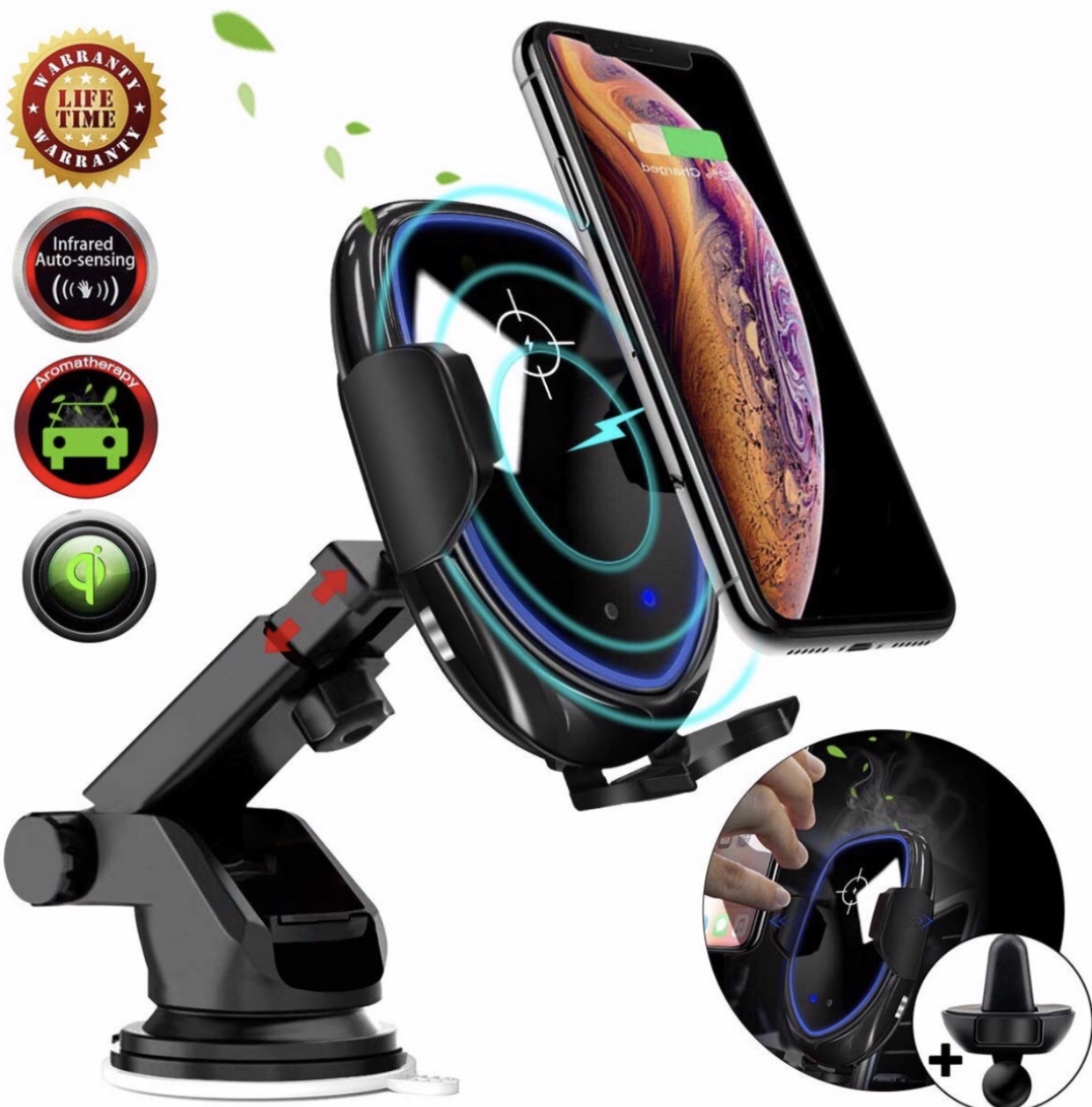 043469 Infrared Sensor Auto-Clamp Wireless Car Charger Phone Holder