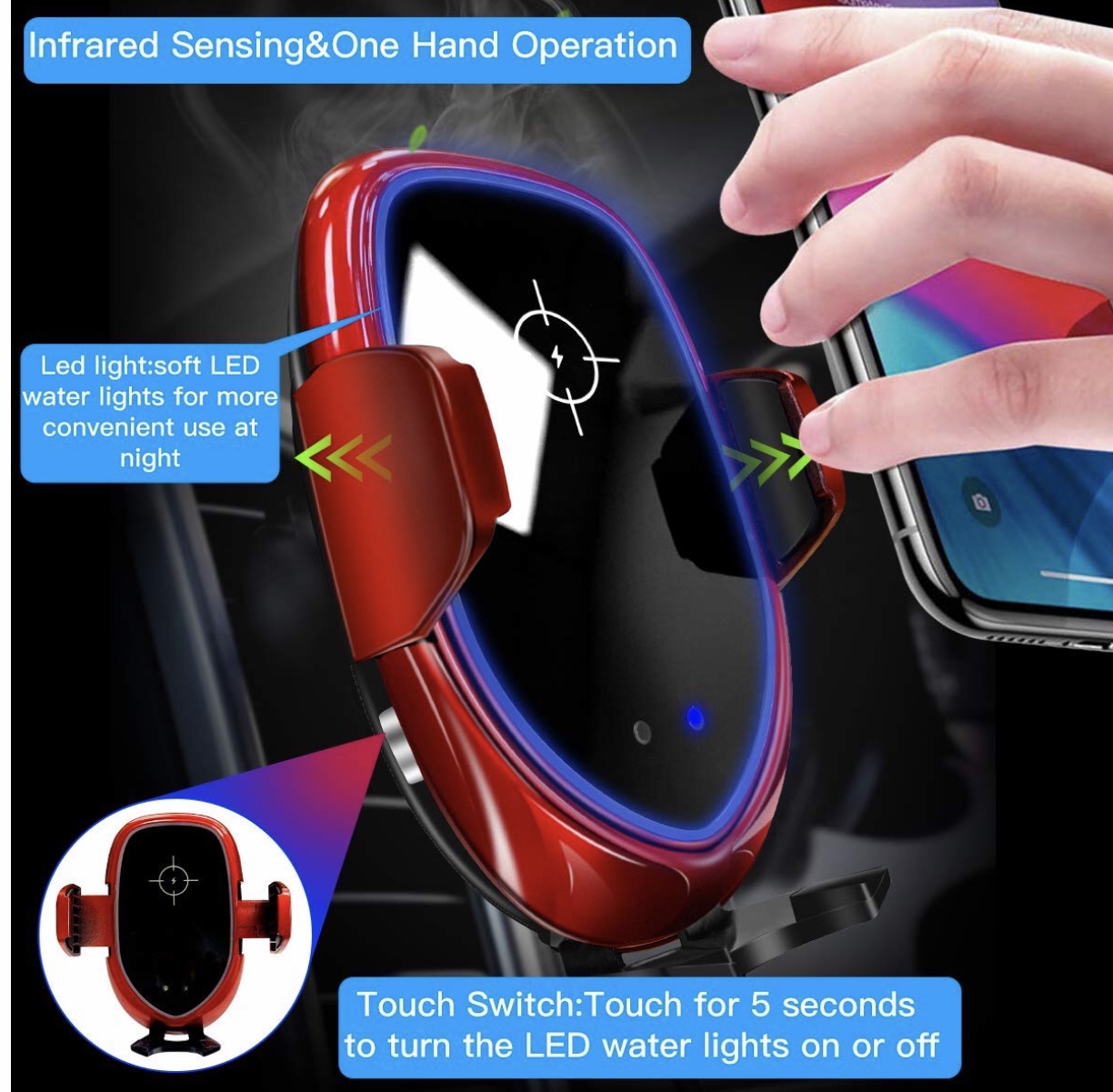 043469 Infrared Sensor Auto-Clamp Wireless Car Charger Phone Holder